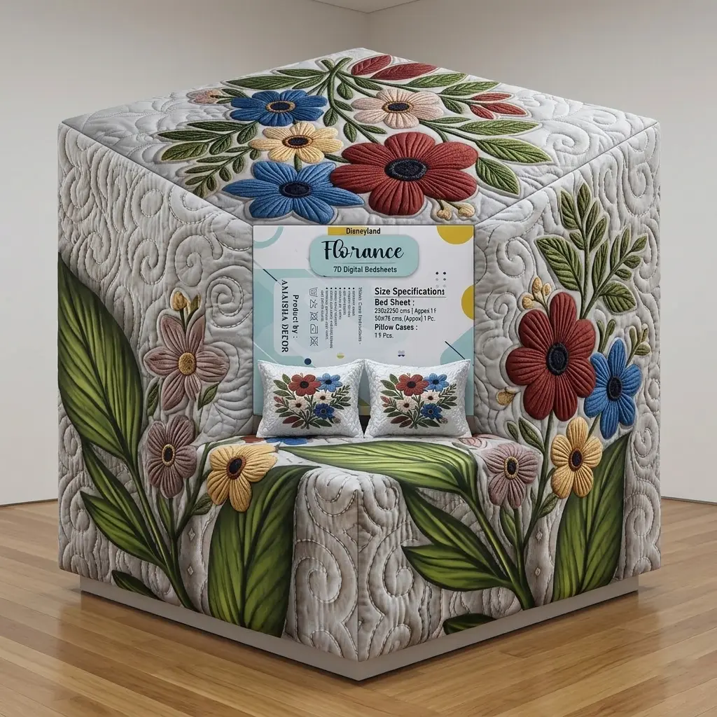 7D Florence Color Flower Bedsheet