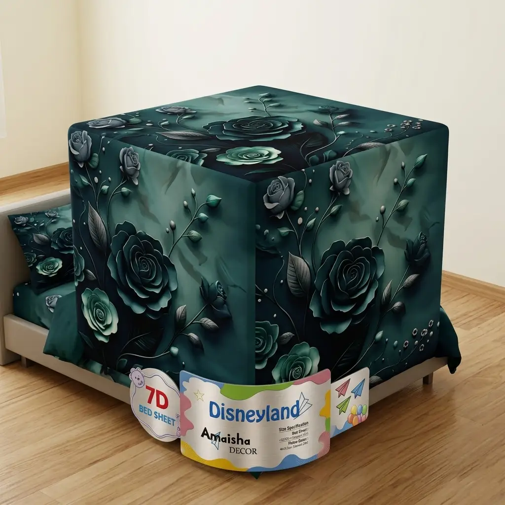 7D Florence Dark Green Bloom Bedsheet