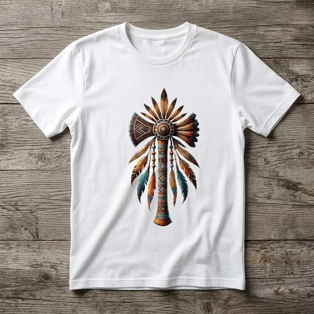 Tribal Feather Axe Printed T-Shirt
