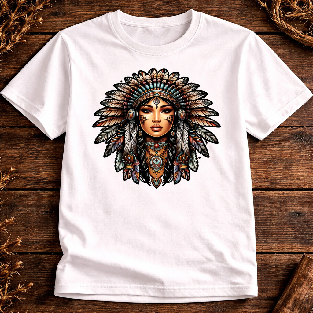 Tribal Queen Feather Headdress Printed T-Shirt