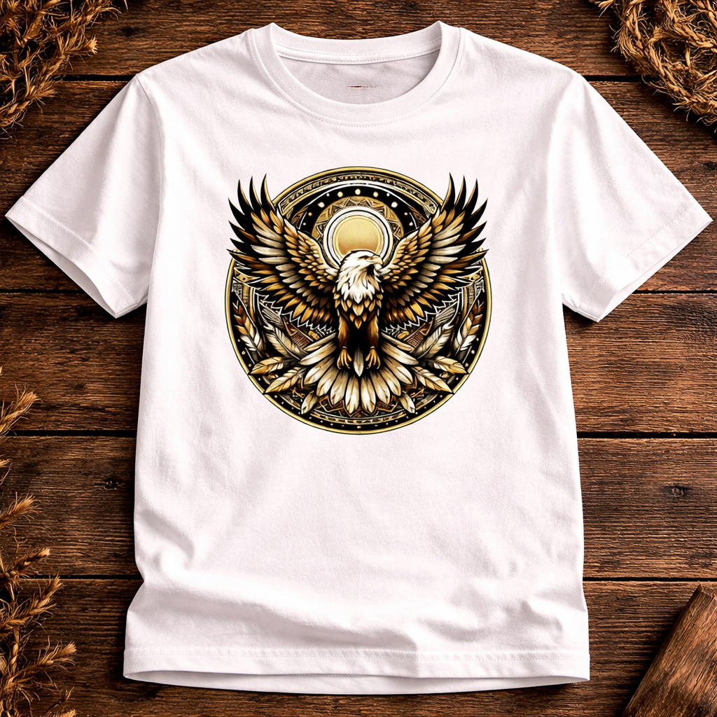 Golden Eagle Crest Printed T-Shirt