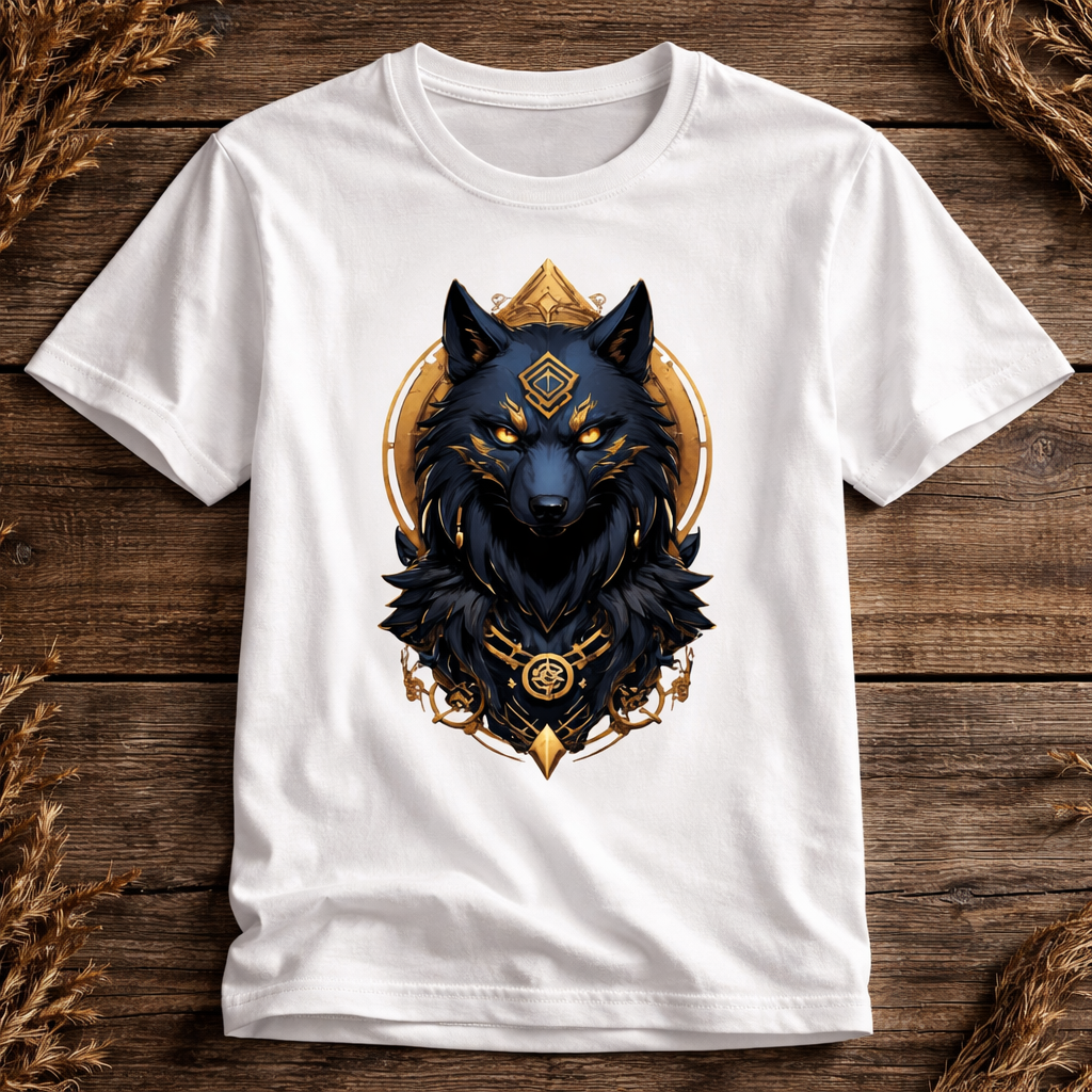 Royal Black Wolf Printed T-Shirt