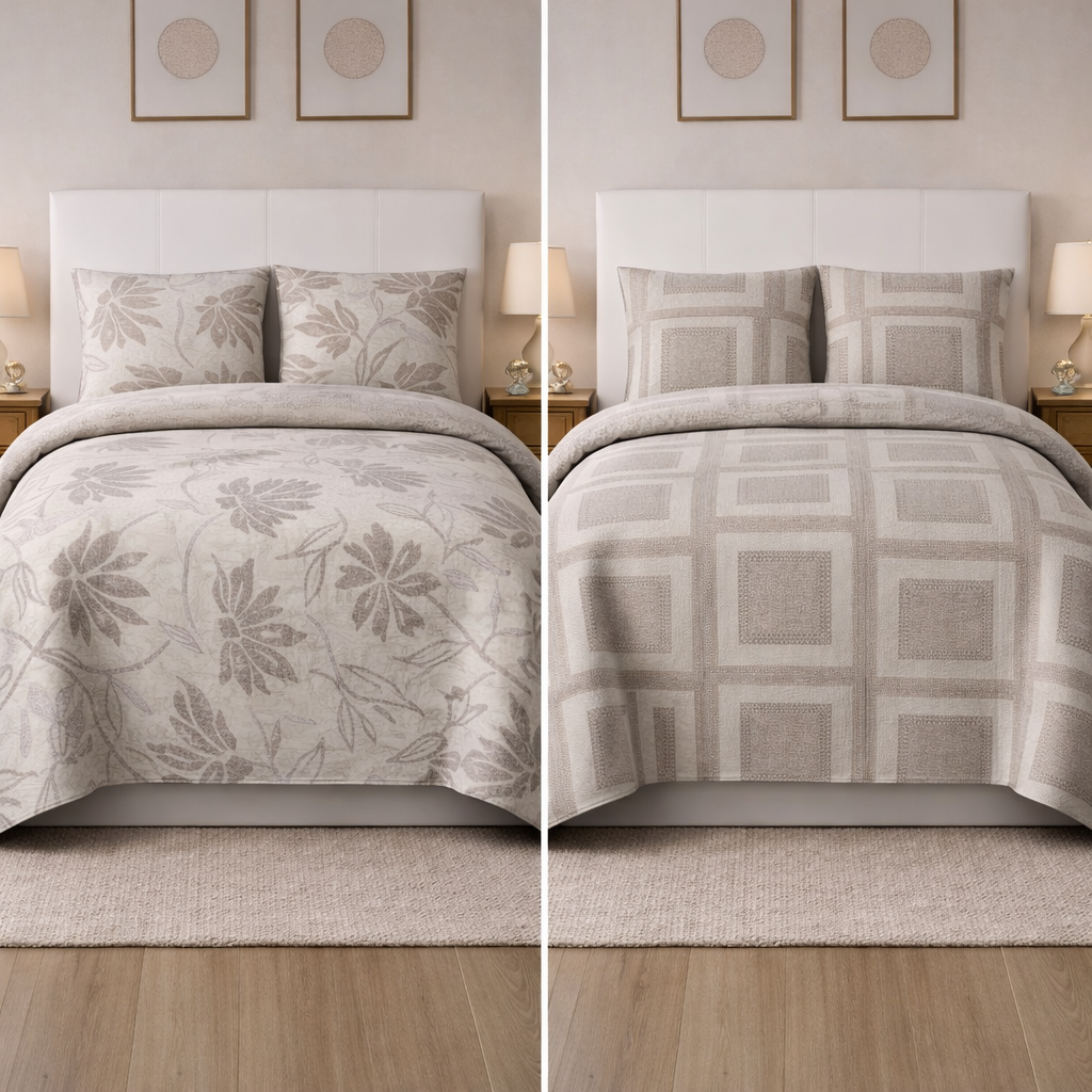 Reversible Kaarigiri Queen OffWhite Leaf