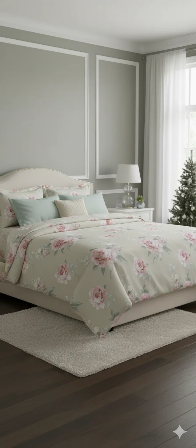 Fitted King Size Floral Rose Printed Bedsheet Set 08