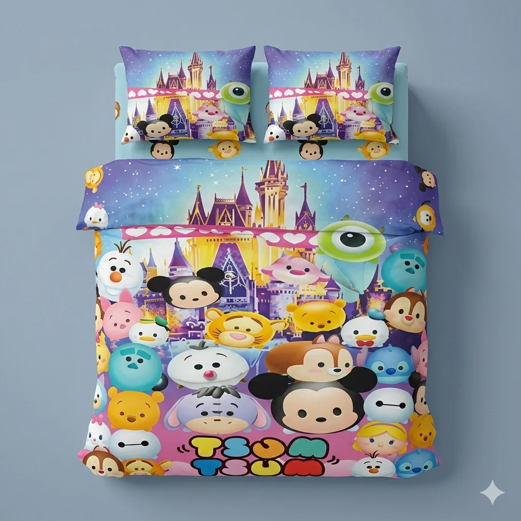Disney Tsum Tsum Cotton Printed Bedsheet Set