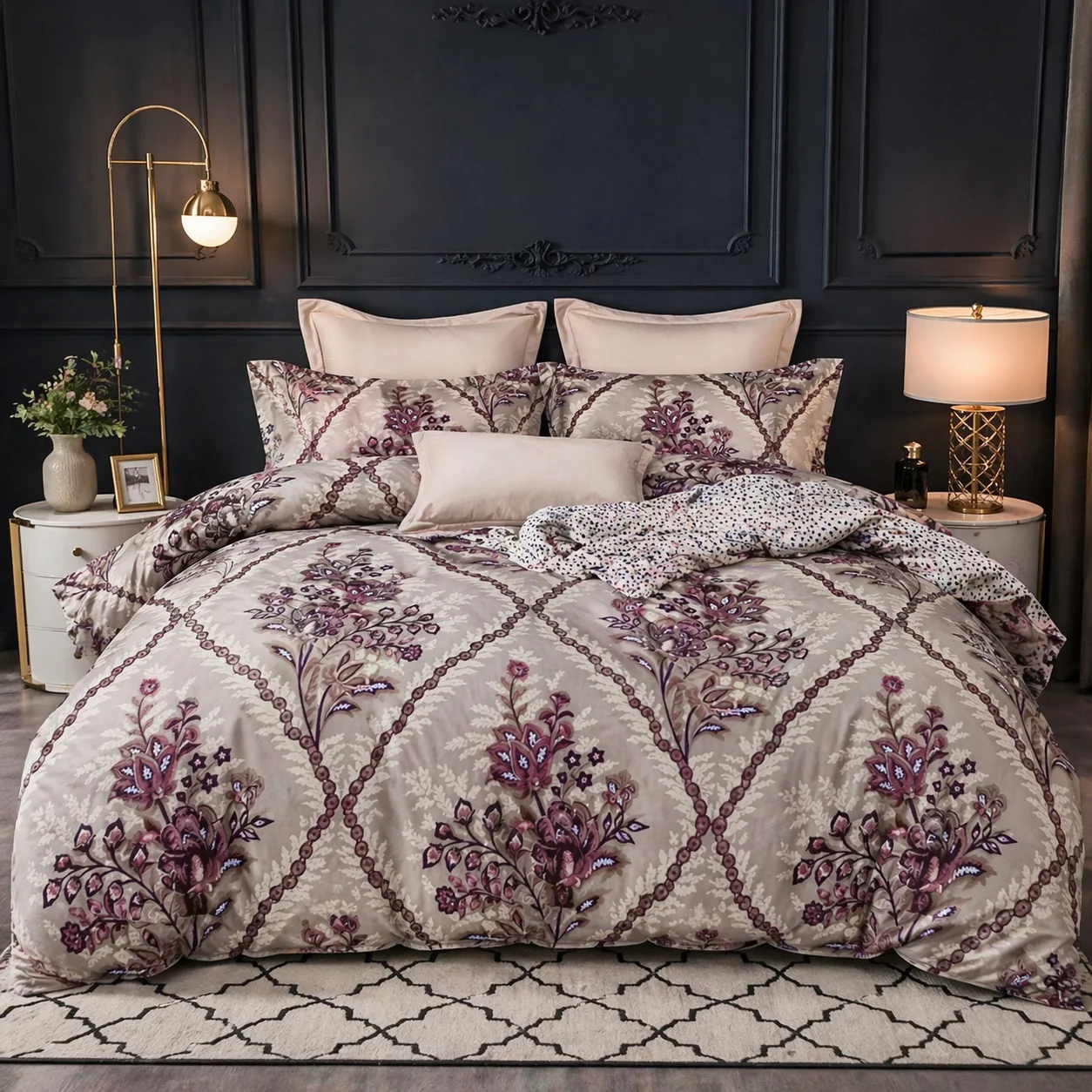 MTR Queen Elastic Fitted Pink Strings Bedsheet