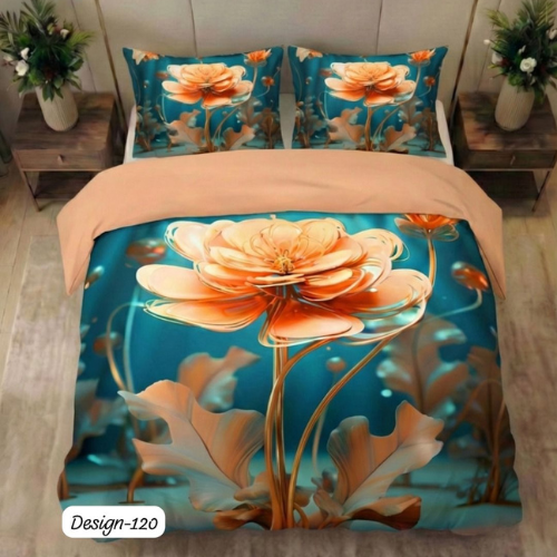 Royal Bloom Teal Floral Bedsheet Set ( Queen )