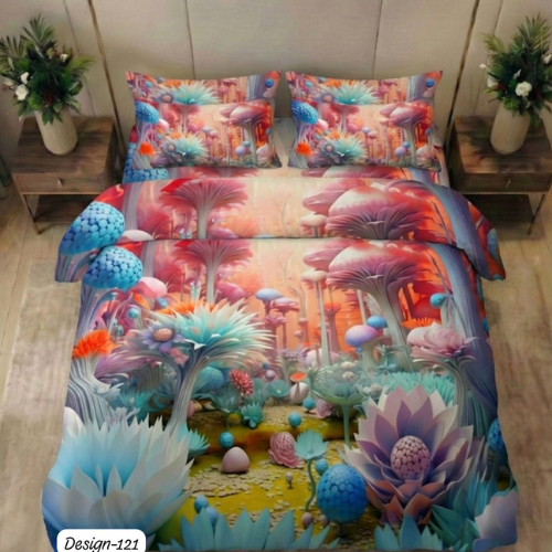 Dreamy Mushroom Garden Bedsheet ( Queen )