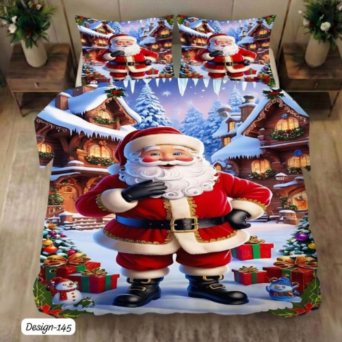 Santa Claus Christmas Village Bedsheet (Queen)