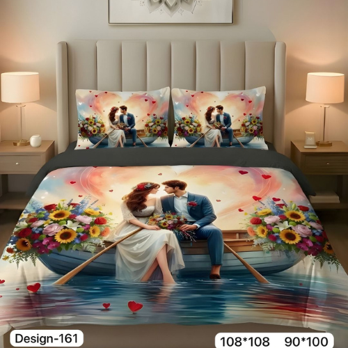 Romantic Couple Love Boat Bedsheet (queen)