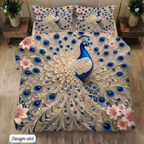 Royal Peacock Feather Designer Bedsheet (queen)