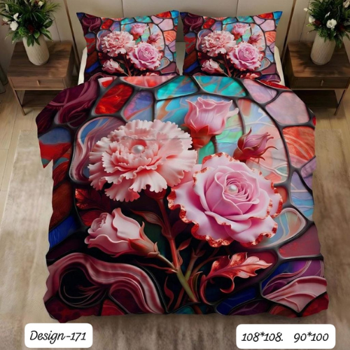 Luxury Rose Floral Designer Bedsheet (queen)