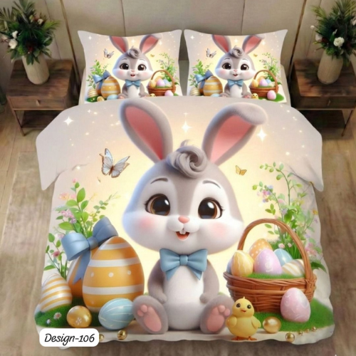 Cute Easter Bunny Kids Bedsheet (Queen)