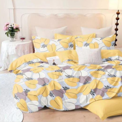 Golden Leaf Floral Bedsheet (Queen)