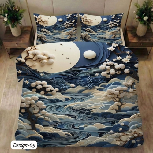Moonlit Ocean Waves Bedsheet (Queen)