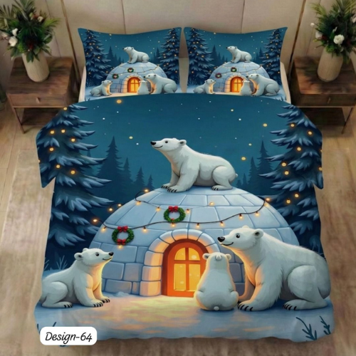Polar Bear Winter Igloo Bedsheet (Queen)