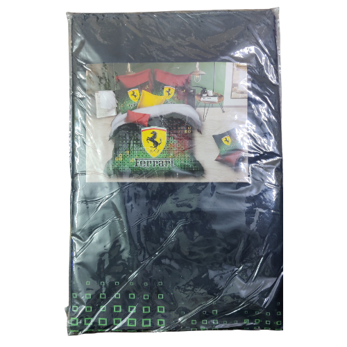 Ferrari Style Queen Size Printed Bedsheet Set (Non-Elastic)